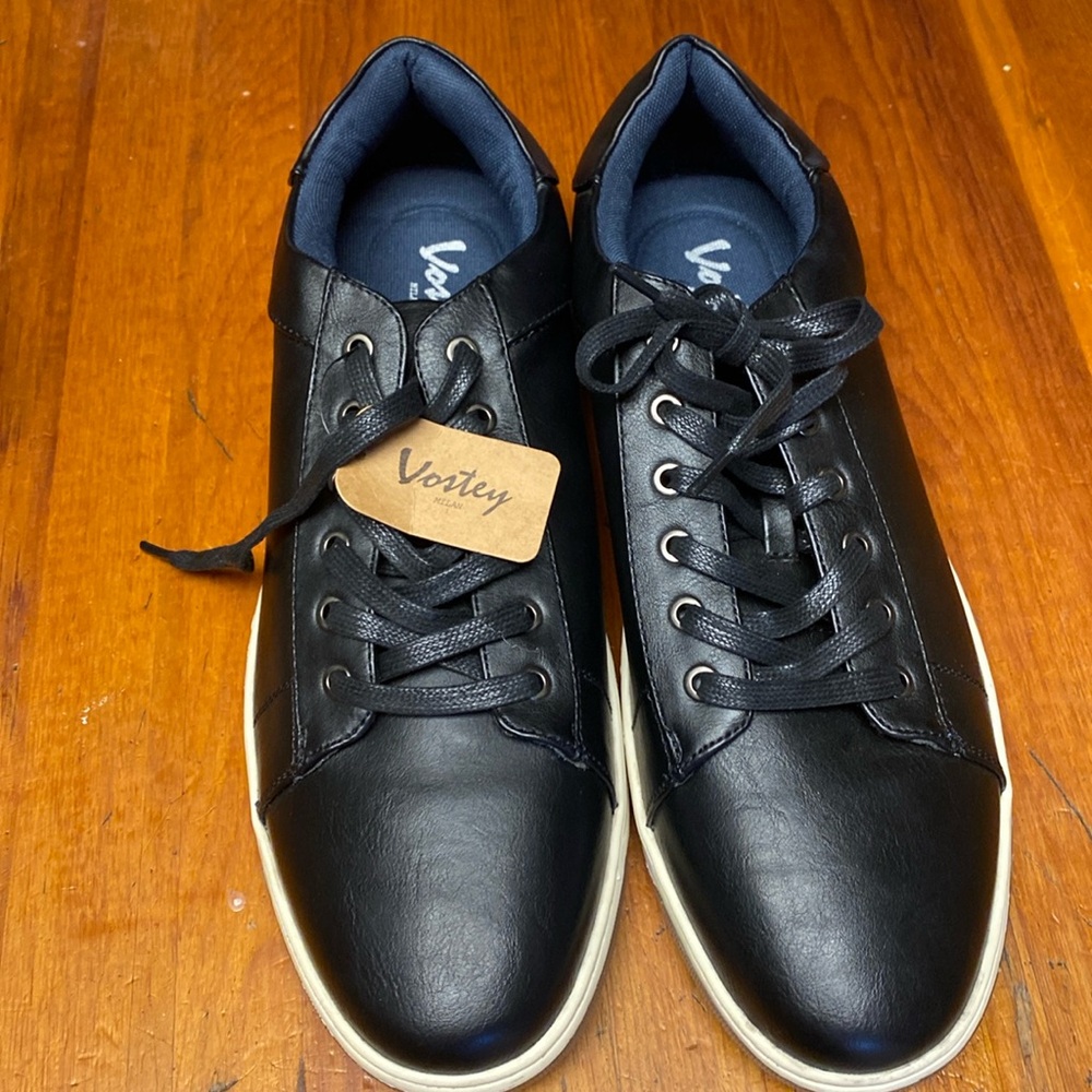 Vostey Men's Fashion Sneakers – Black Casual Oxford Shoes, Size 13 Shoes